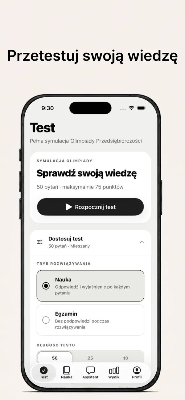OP Testy na iPhonie: symulacja Olimpiady i własne zestawy pytań